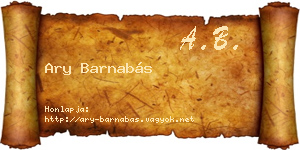 Ary Barnabás névjegykártya